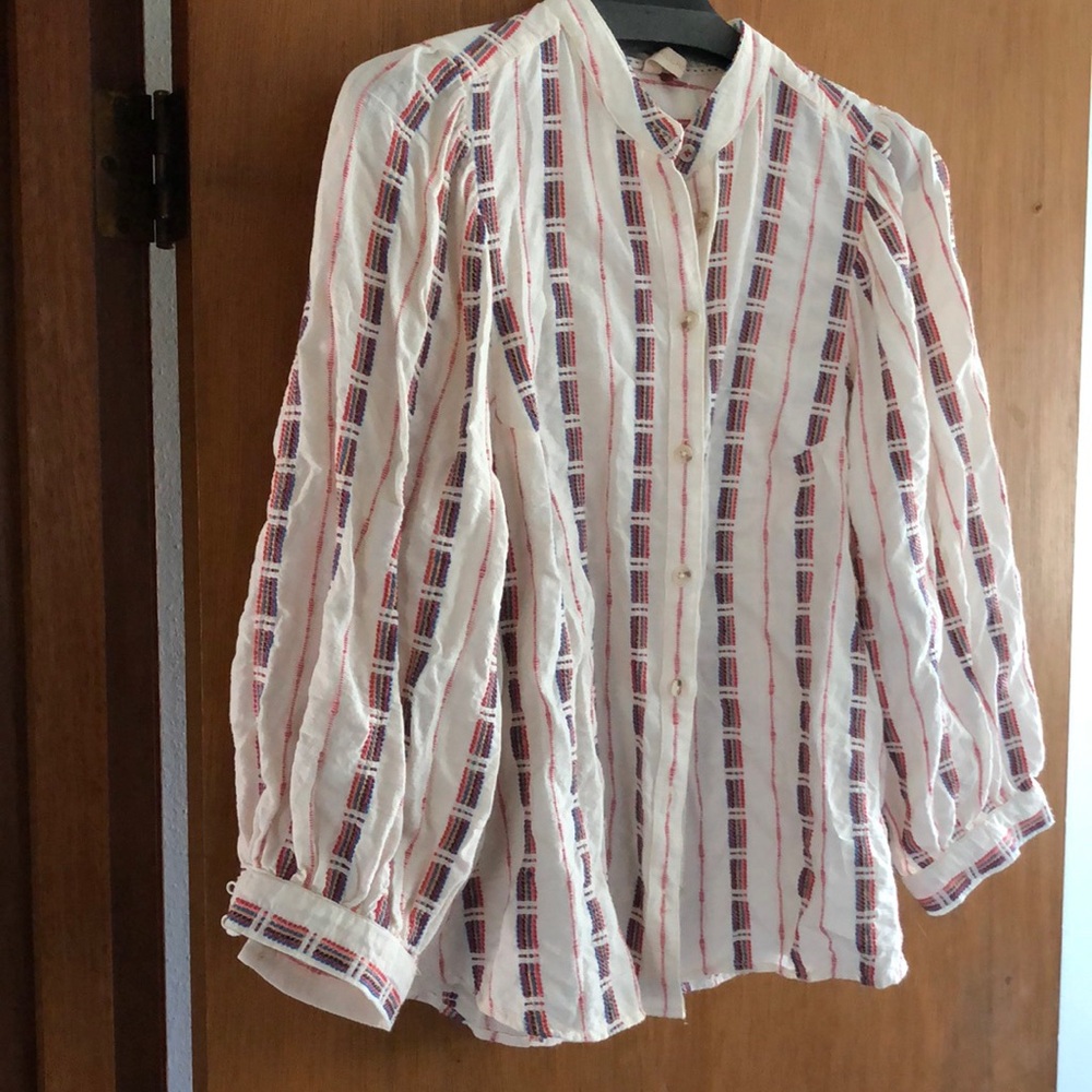 Pilcro collarless top (Anthropologie)